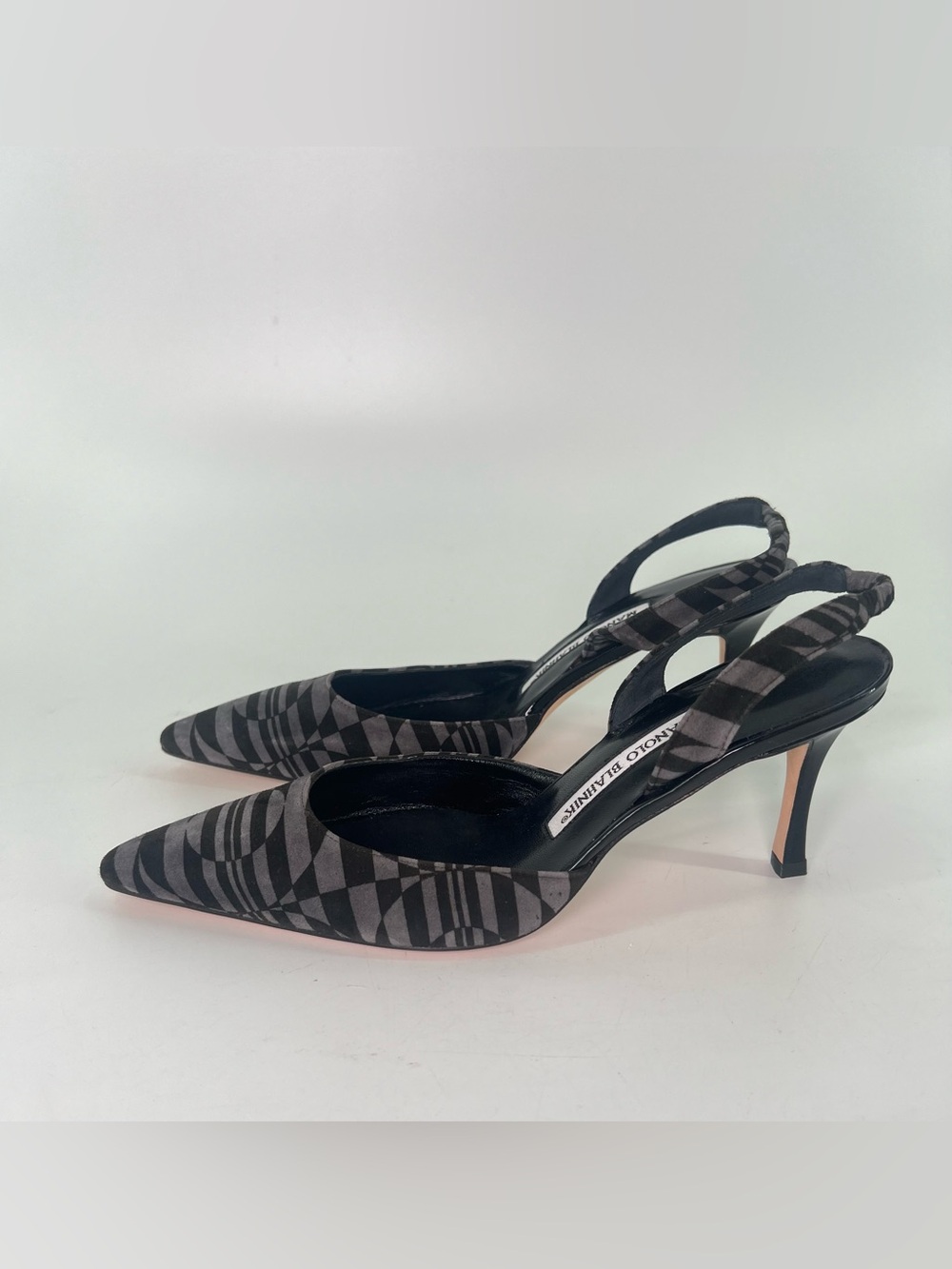 NWT Vintage Manolo Blahnik Carolyne 70 Abstract Slingback Kitten Heel Pumps 36.5 - Picture 2 of 14